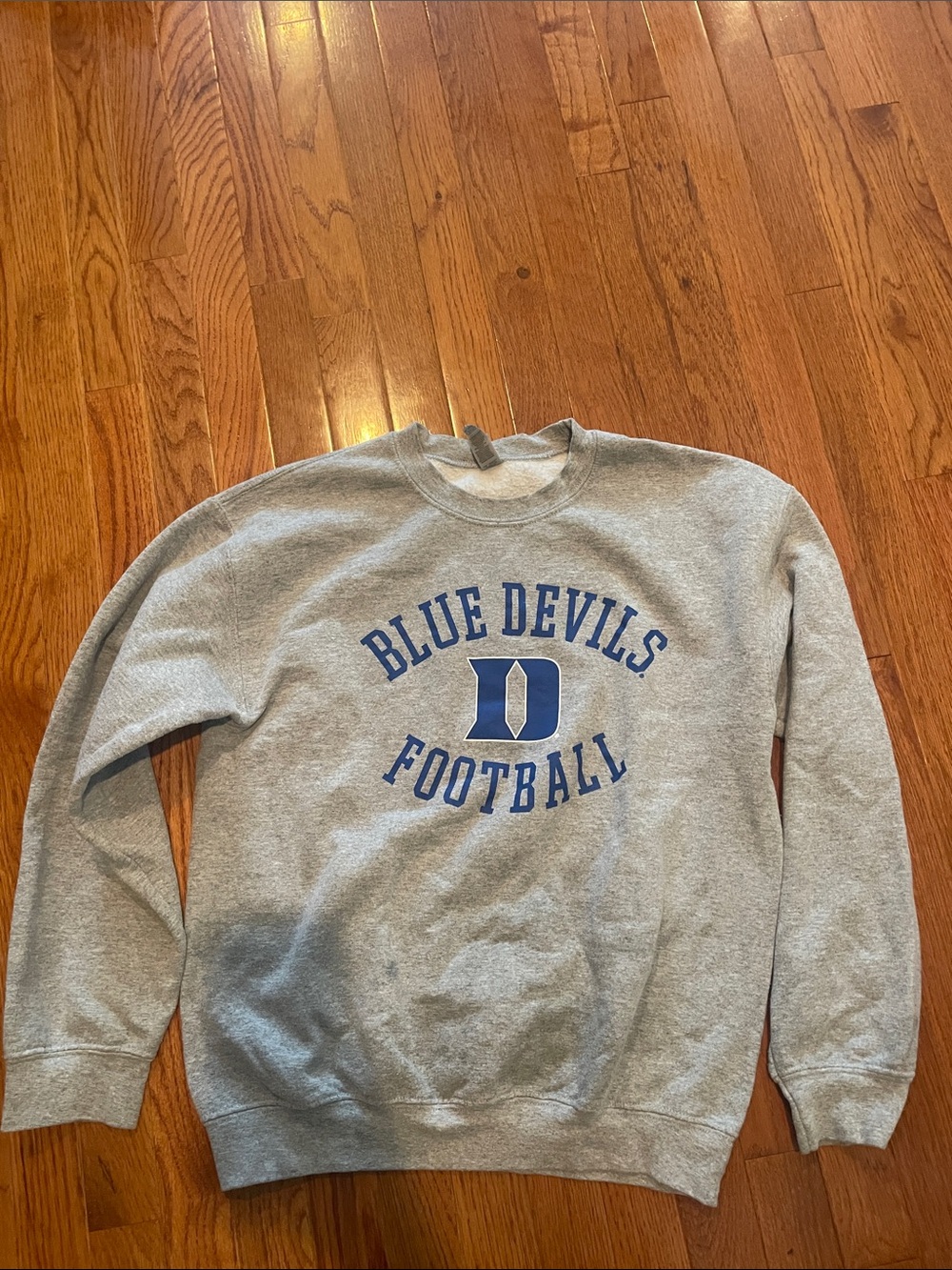 Gray Blue Devils Football Crewneck Sweatshirt